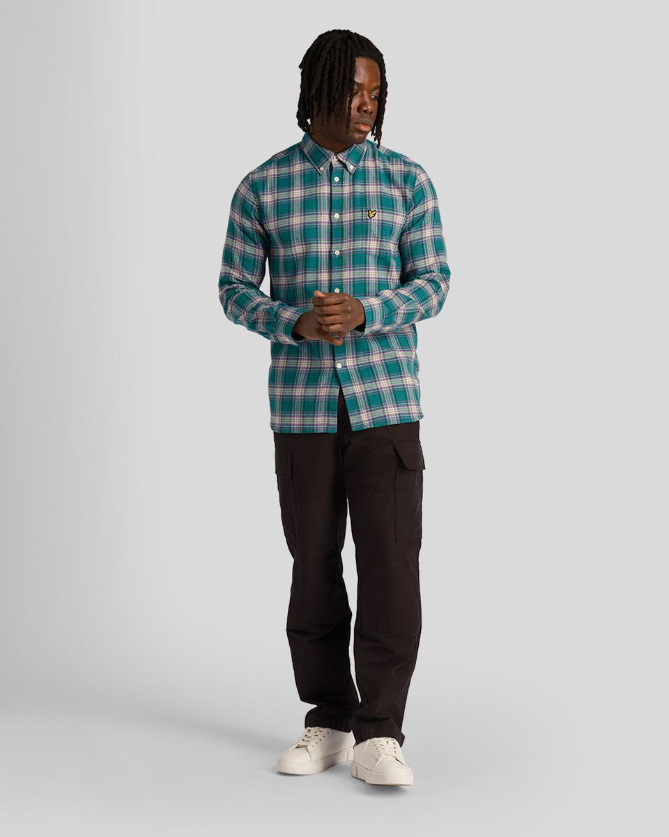 Klassisches Karo-Flanellhemd mit Button-Down-Kragen