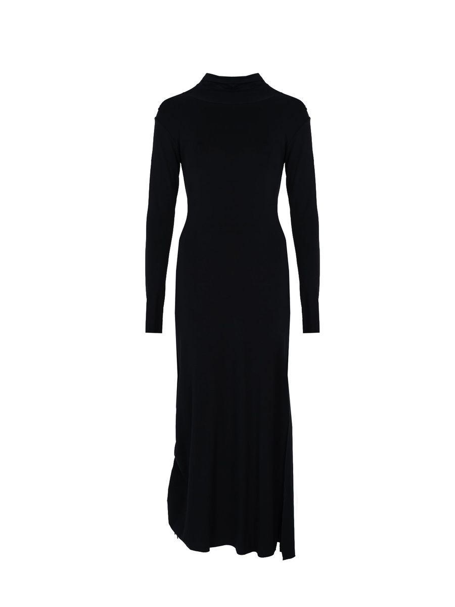 Rollkragen-Maxikleid mit Kordelzug
