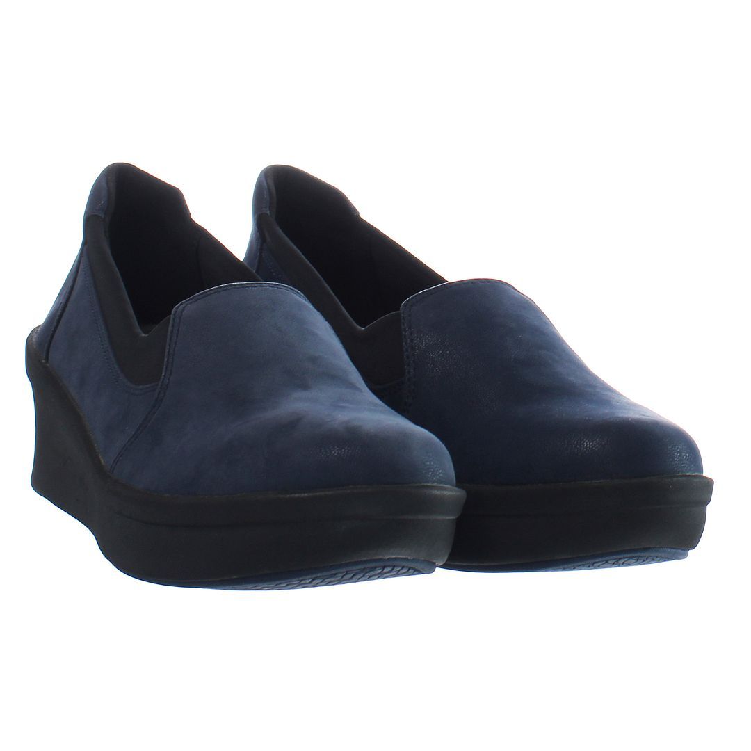 Bequeme Navy Slipper mit Keilabsatz