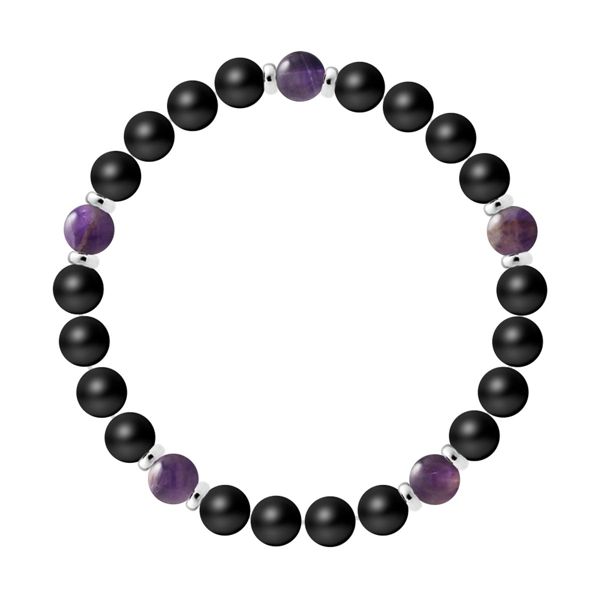Achat- und Amethyst-Perlenarmband