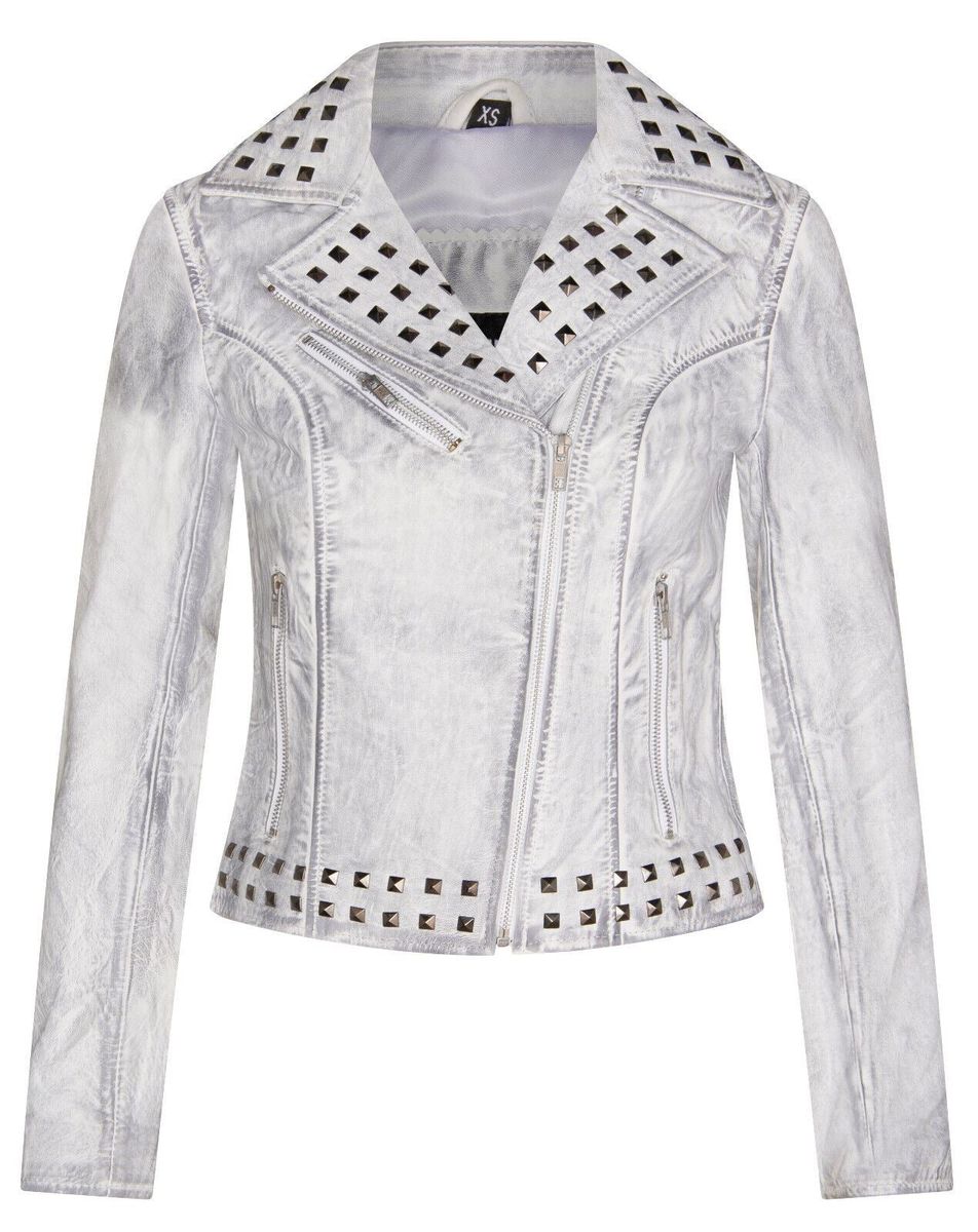 Damen Biker-Lederjacke mit Nieten