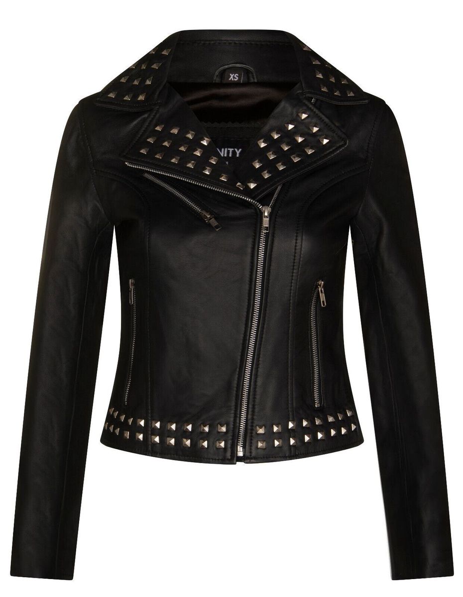 Damen Biker-Lederjacke mit Nieten