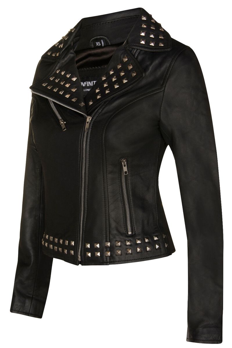 Verzierte Biker-Lederjacke mit Nieten