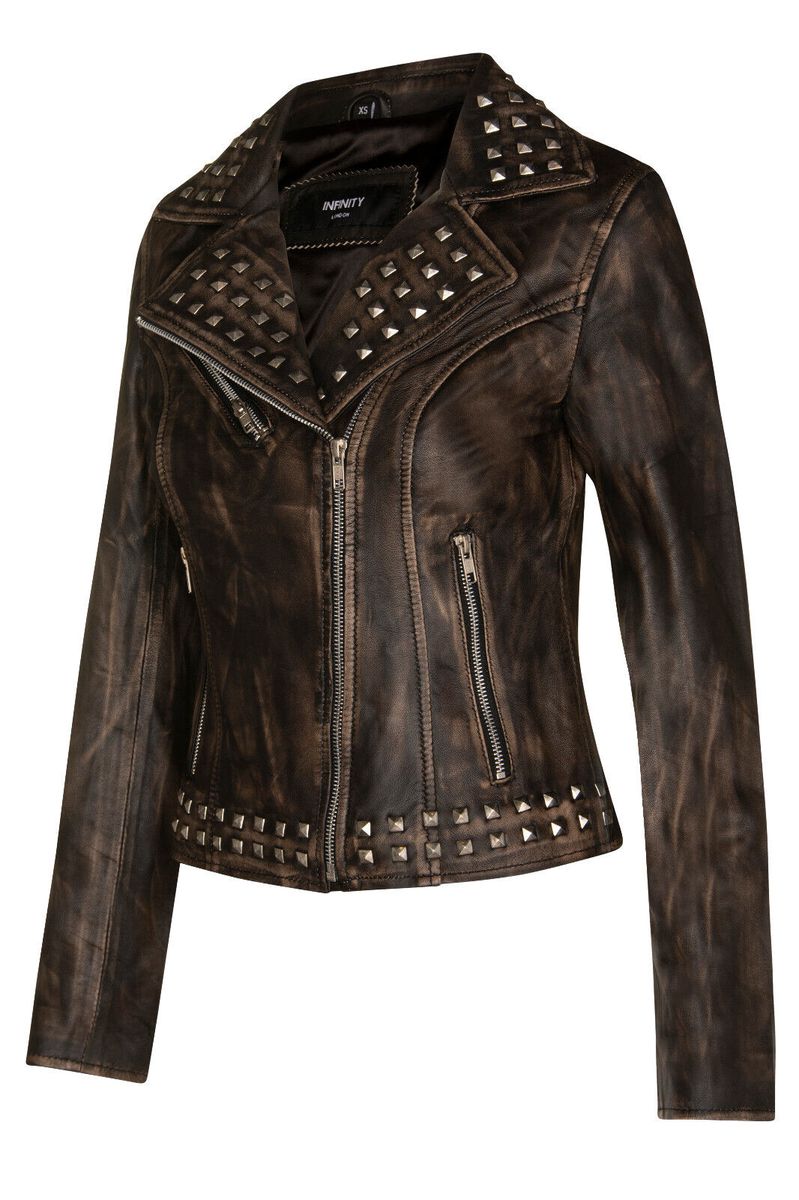 Verzierte Biker-Lederjacke mit Nieten