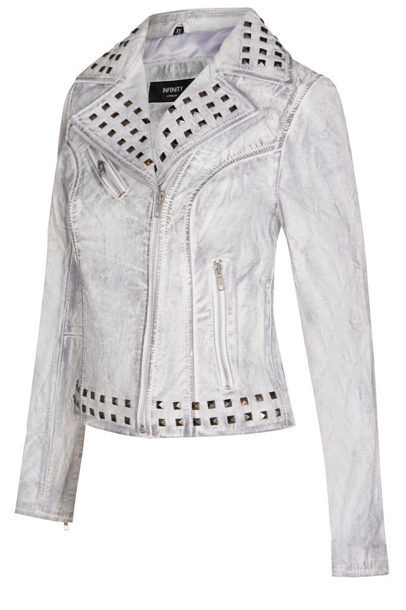 Verzierte Biker-Lederjacke mit Nieten