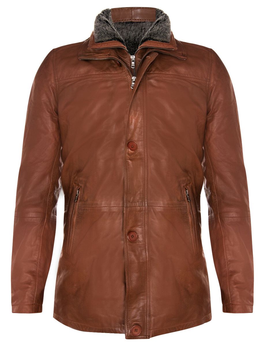 Herren Nappa Lederjacke in Braun