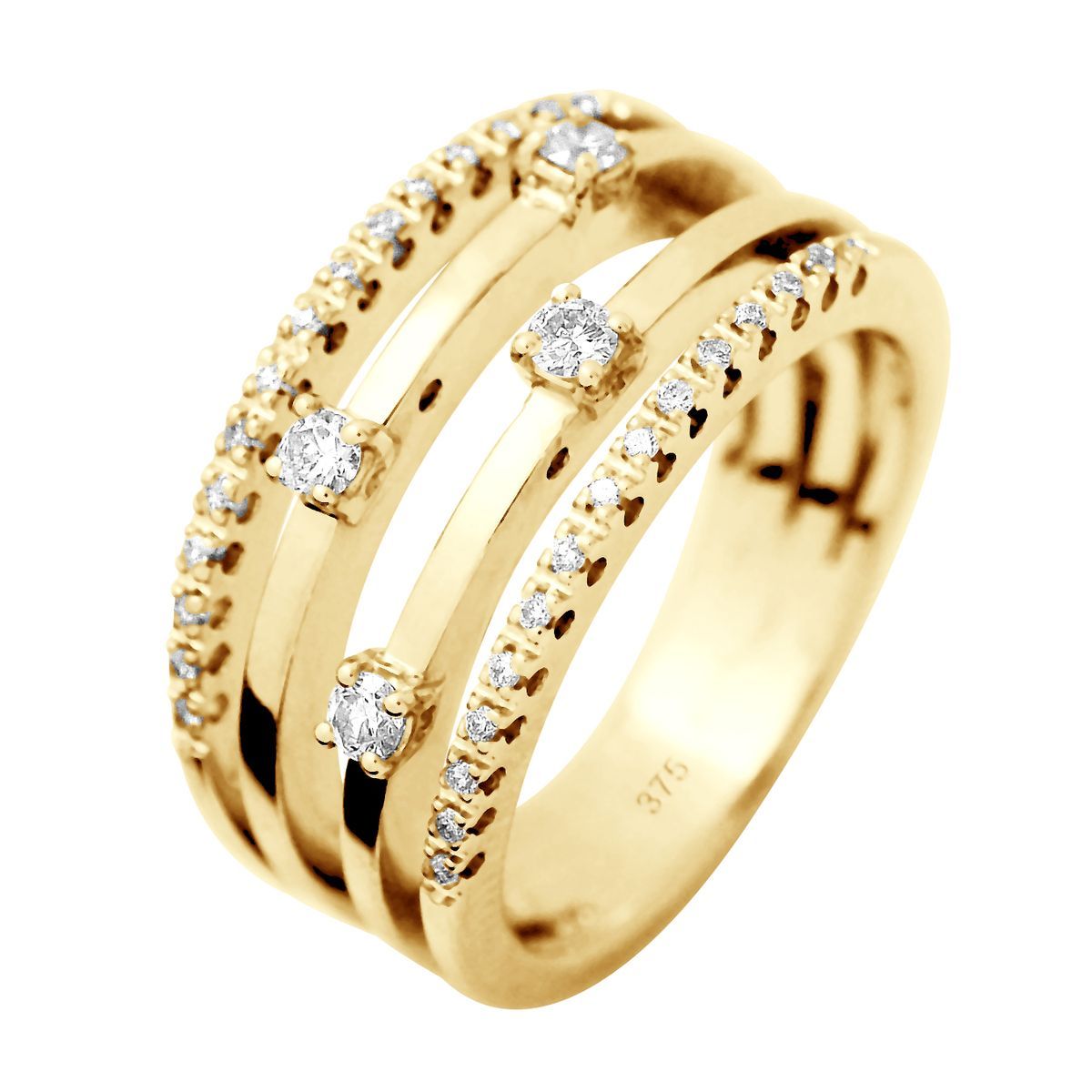 Diamantbesetzter Mehrreihiger Bandring
