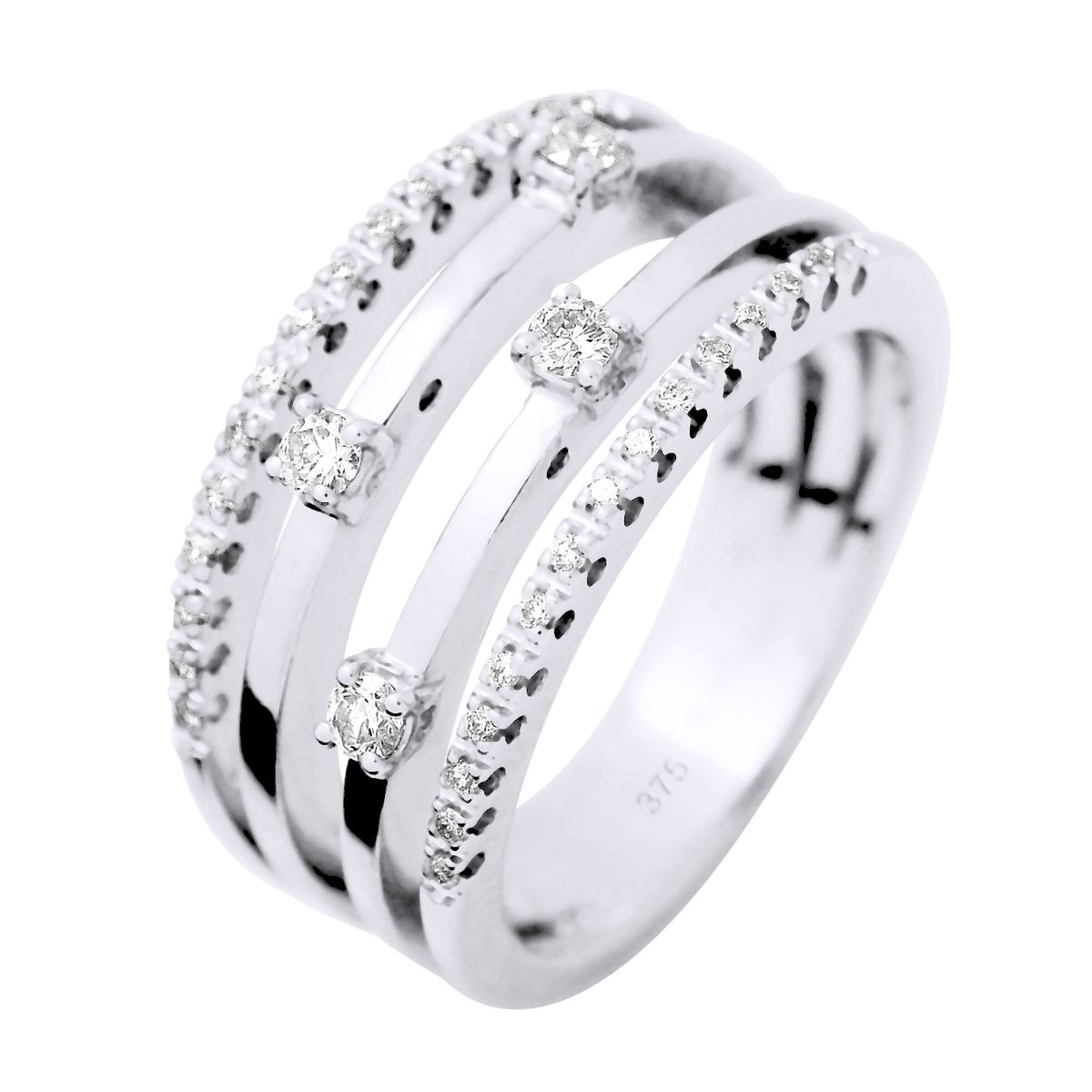 Diamantbesetzter Mehrreihiger Bandring