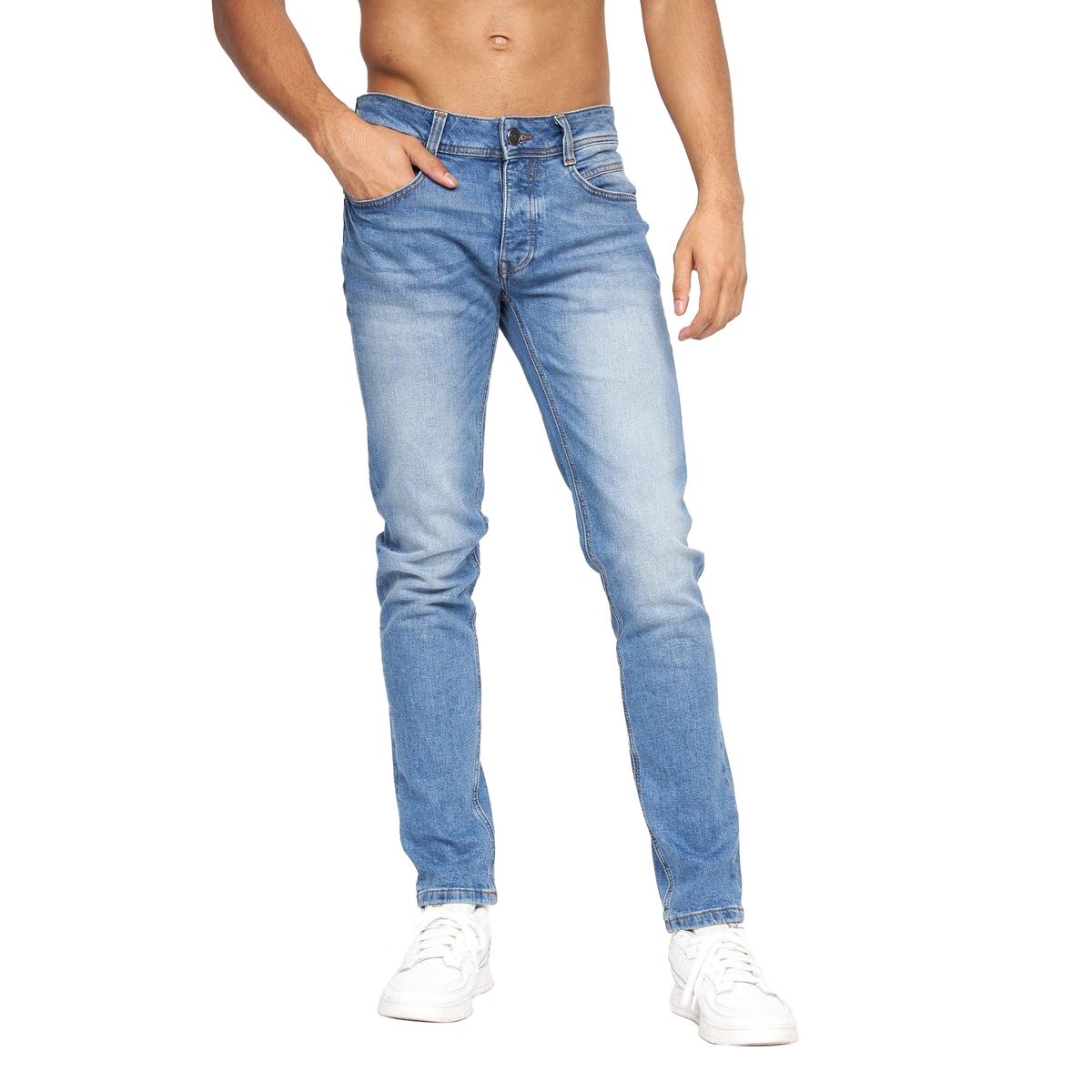 Herren Slim Fit Jeans Helle Waschung