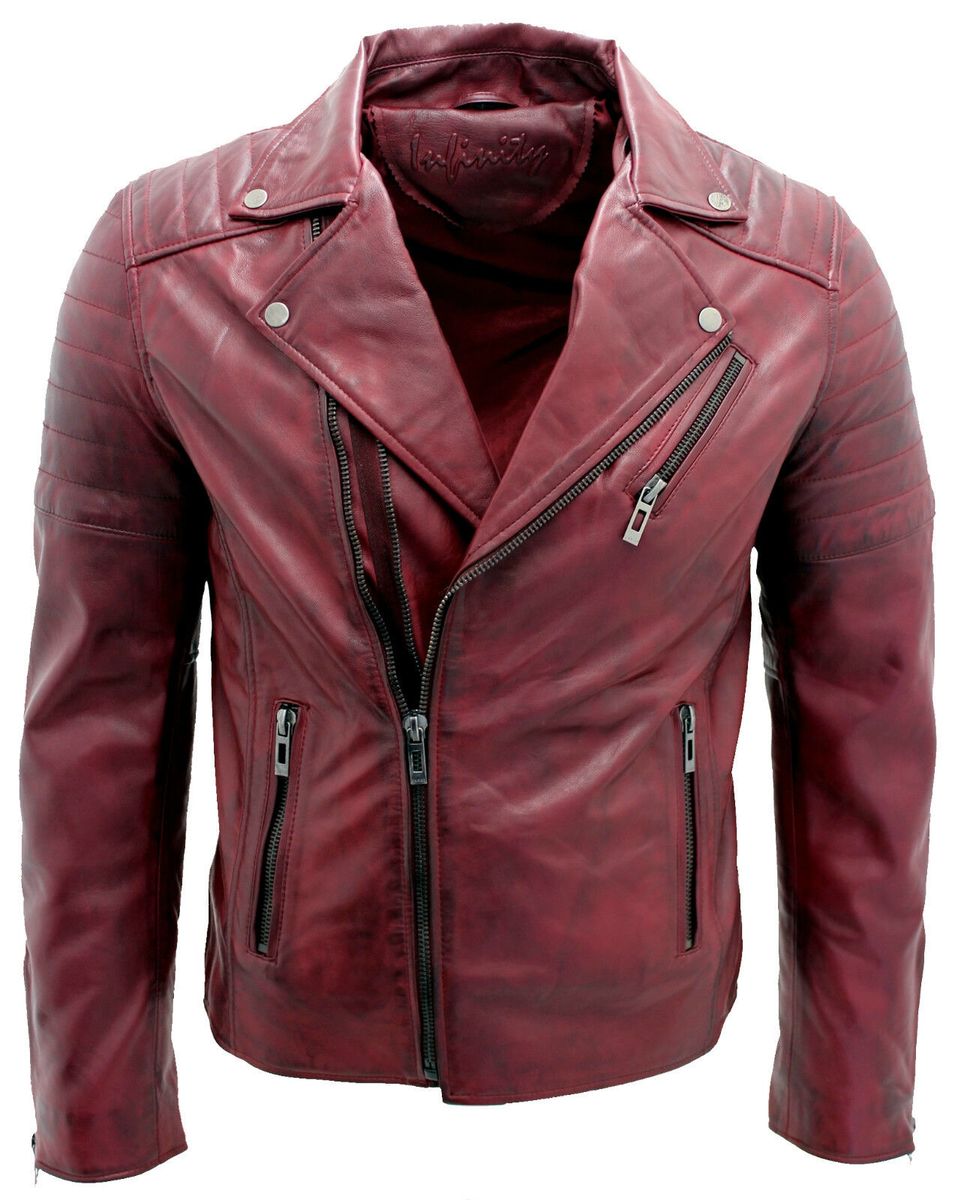 Schmal geschnittene Bikerjacke aus Leder