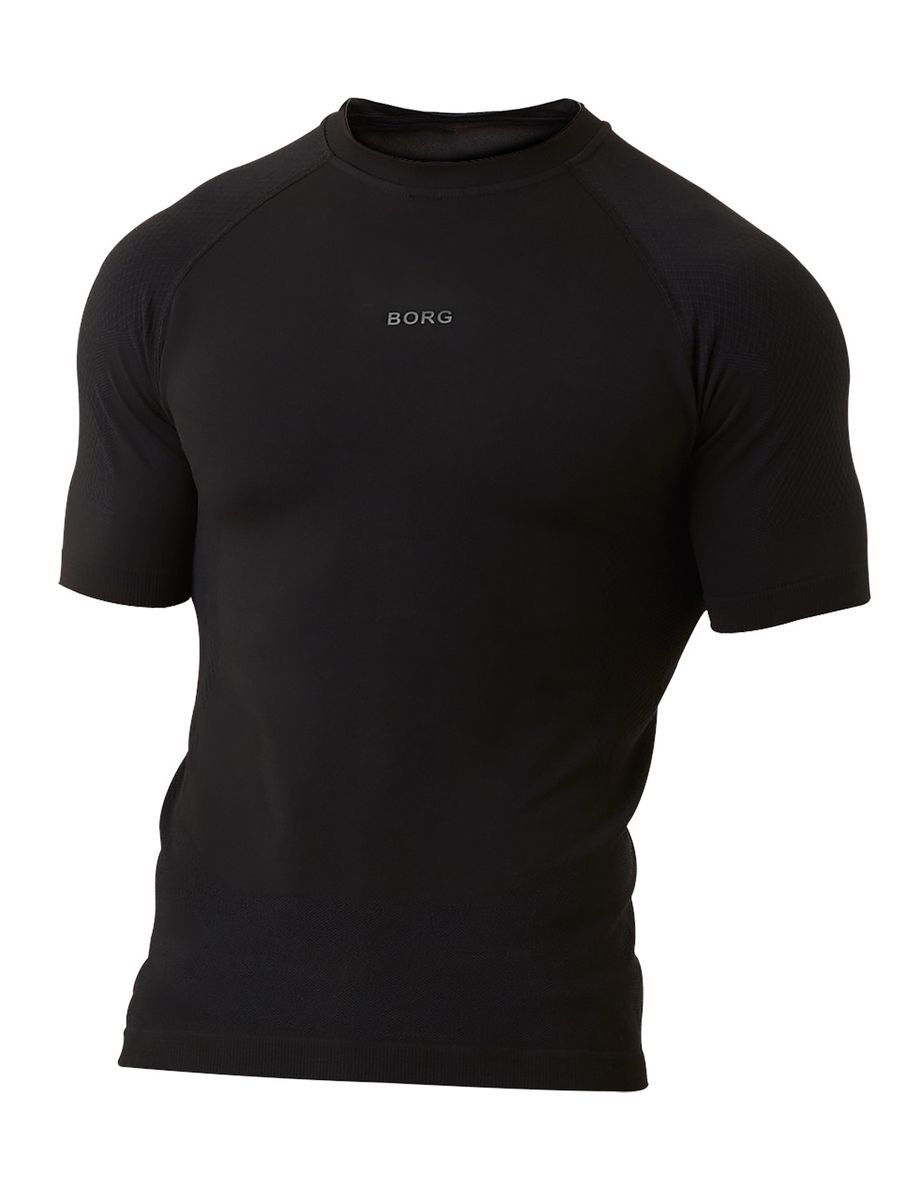 Björn Borg - Mens Short Sleeve Seamless Running T-Shirt - Schwarz