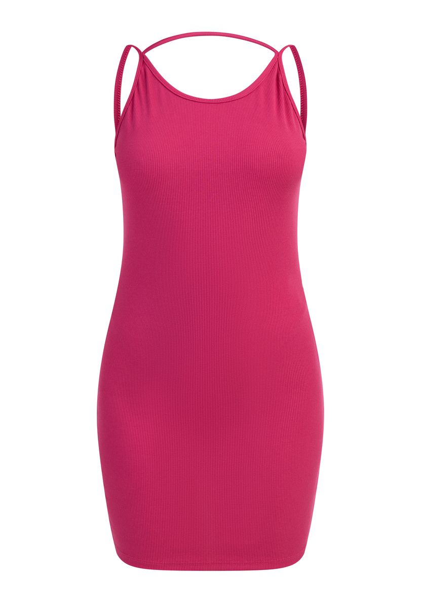 Geripptes Minikleid mit Twist-Detail