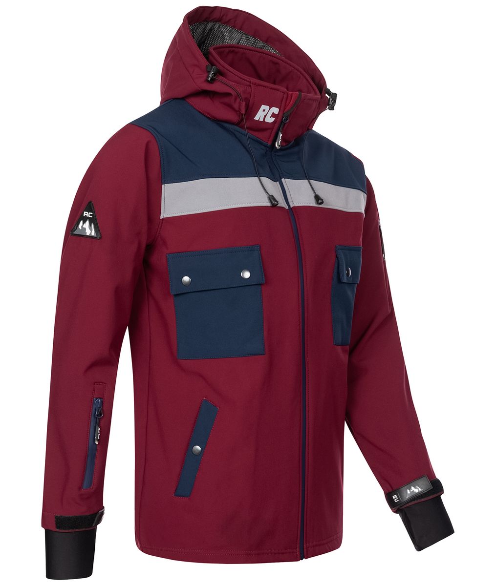 Funktionale zweifarbige Softshell-Kapuzenjacke
