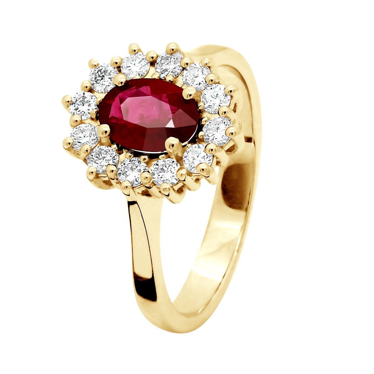 Rubin und Diamant Halo Ring