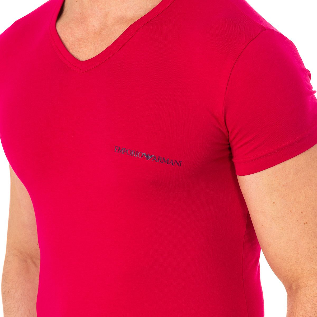 Kurzärmeliges V-Ausschnitt T-Shirt aus Baumwolle