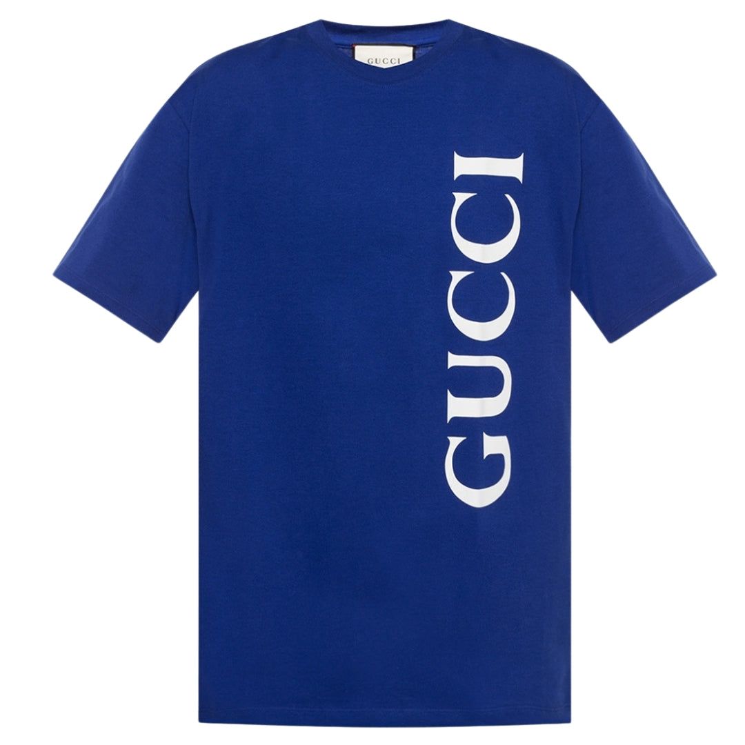 Lässiges Baumwoll-T-Shirt mit vertikalem Logo