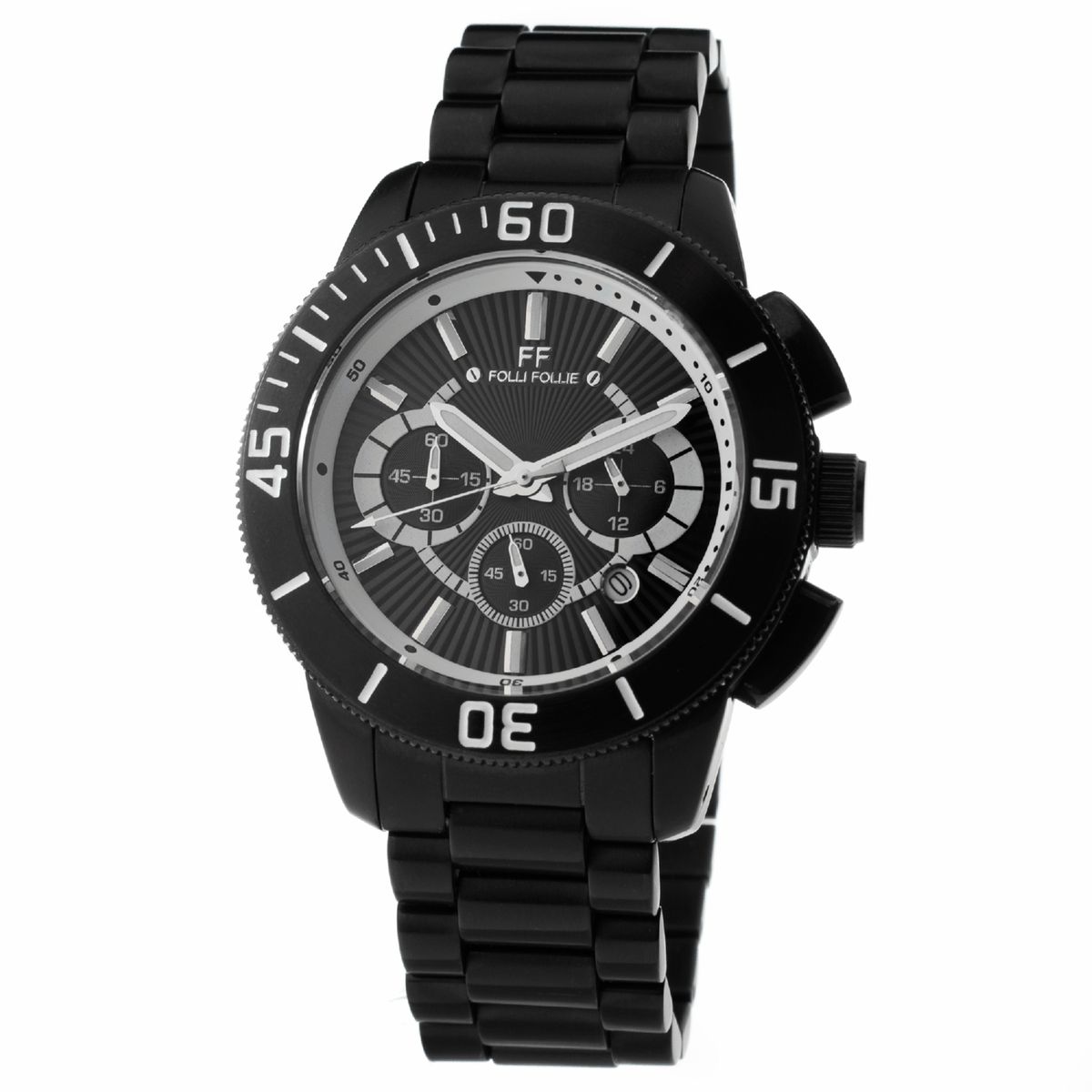 Herren Chronograph Uhr Schwarz Edelstahl