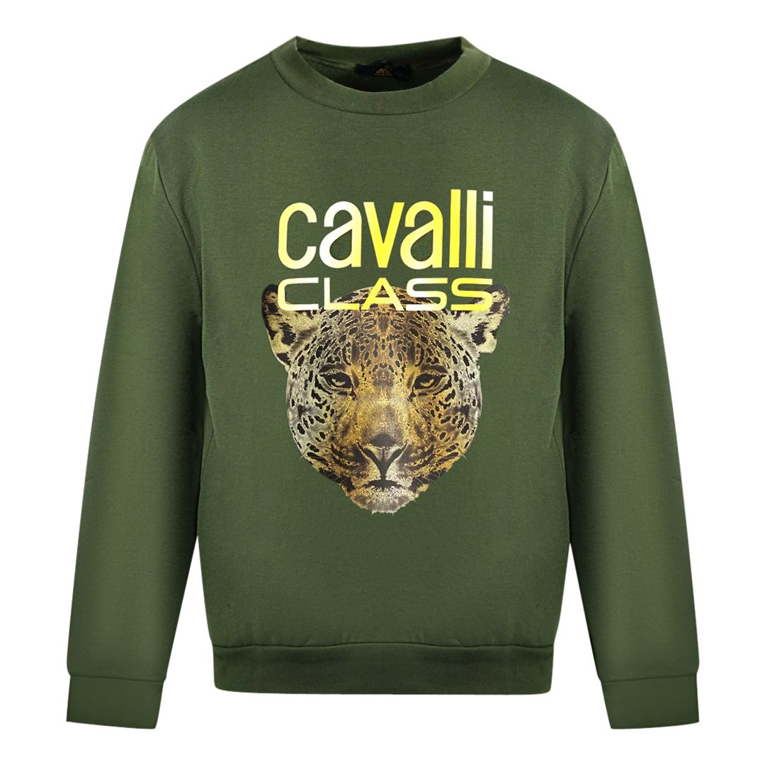 Olivgrünes Sweatshirt mit Leopardenmuster