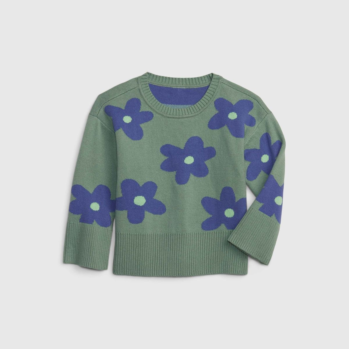 Strickpullover mit Blumenmuster und Rundhalsausschnitt
