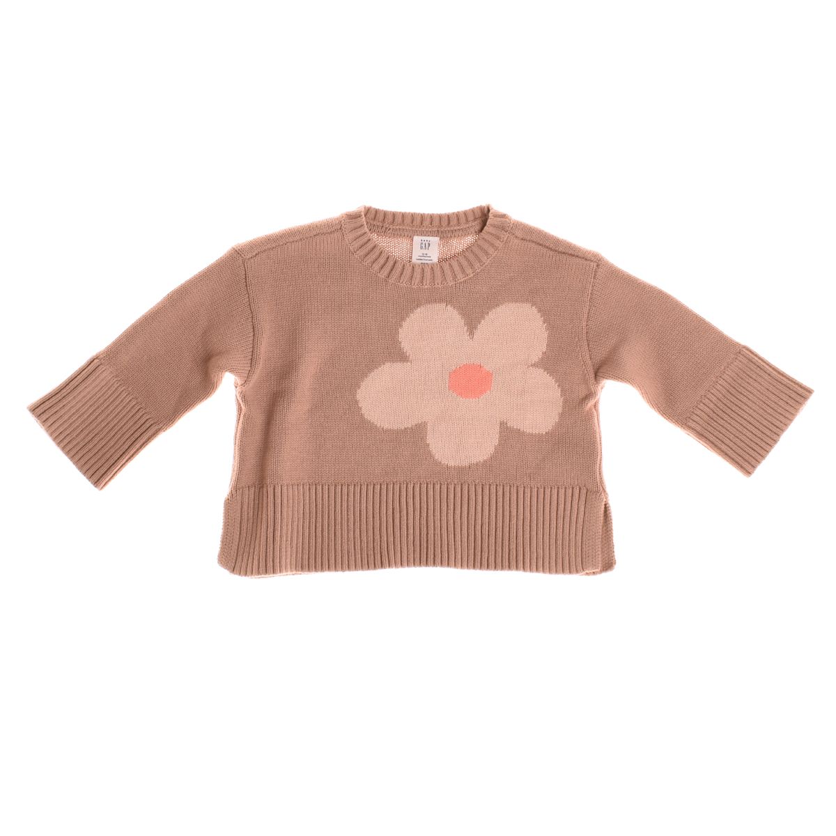 Strickpullover mit Blumenmuster und Rundhalsausschnitt