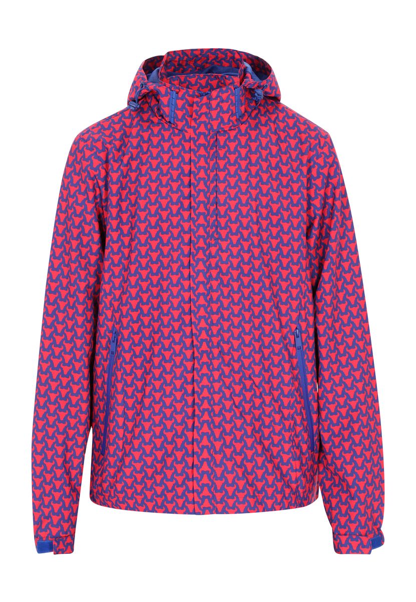 Kapuzenjacke mit tropischem Allover-Print