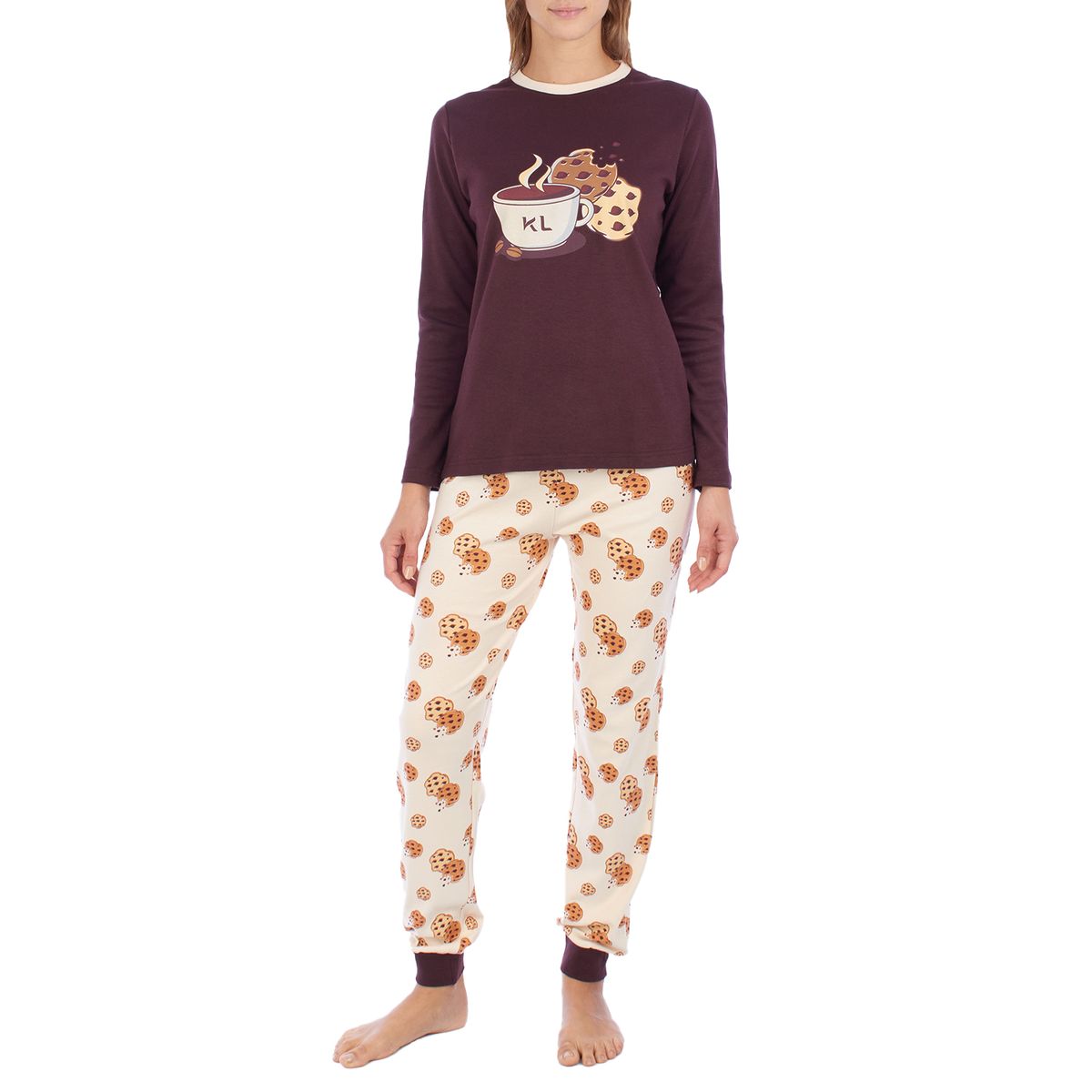Baumwoll-Pyjama-Set mit Grafik-Druck