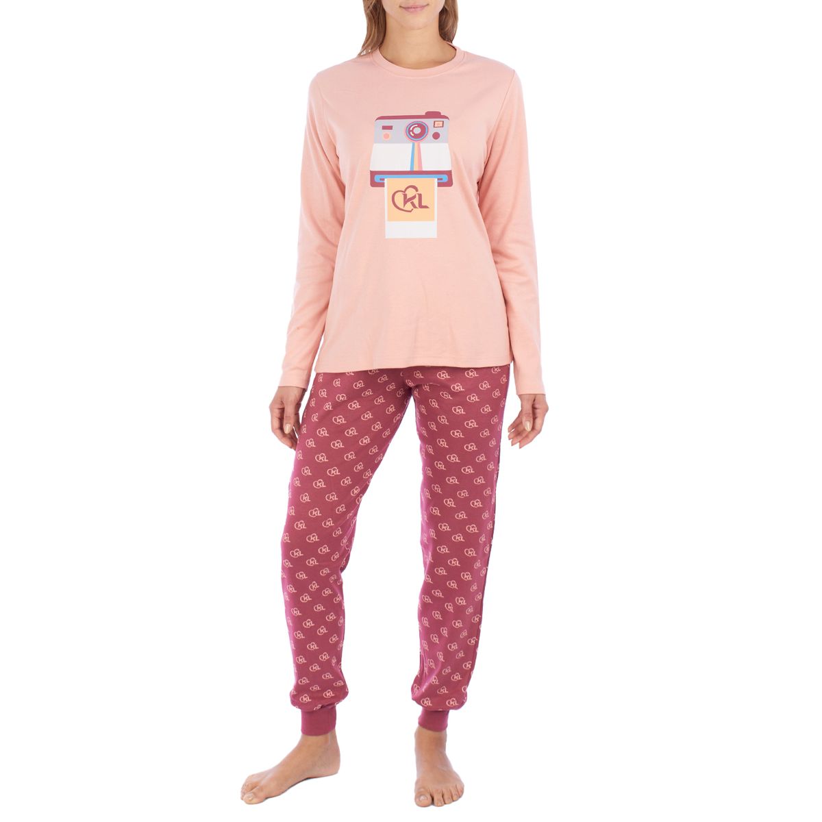 Baumwoll-Pyjama-Set mit Grafik-Druck