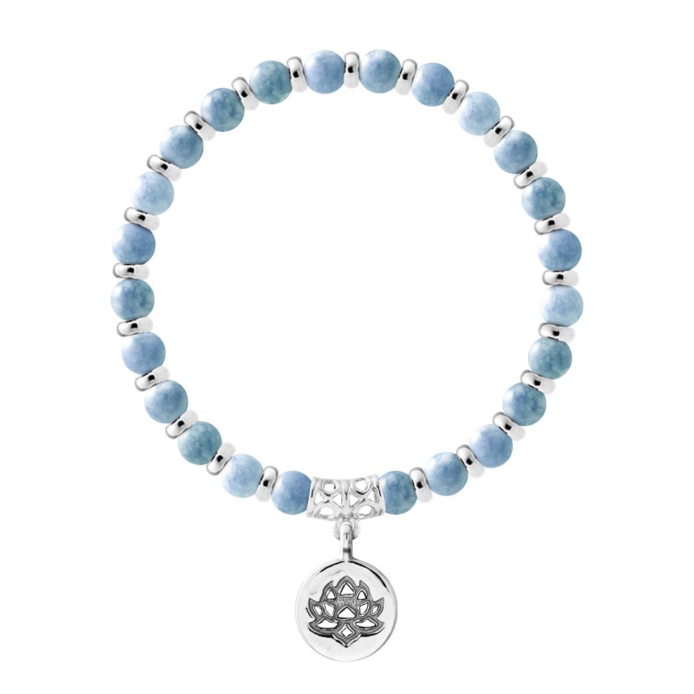 Aquamarin Lotus Perlenarmband mit Anhänger