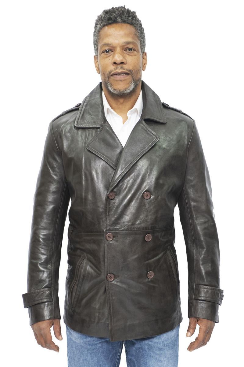Herren Leder Peacoat Jacke