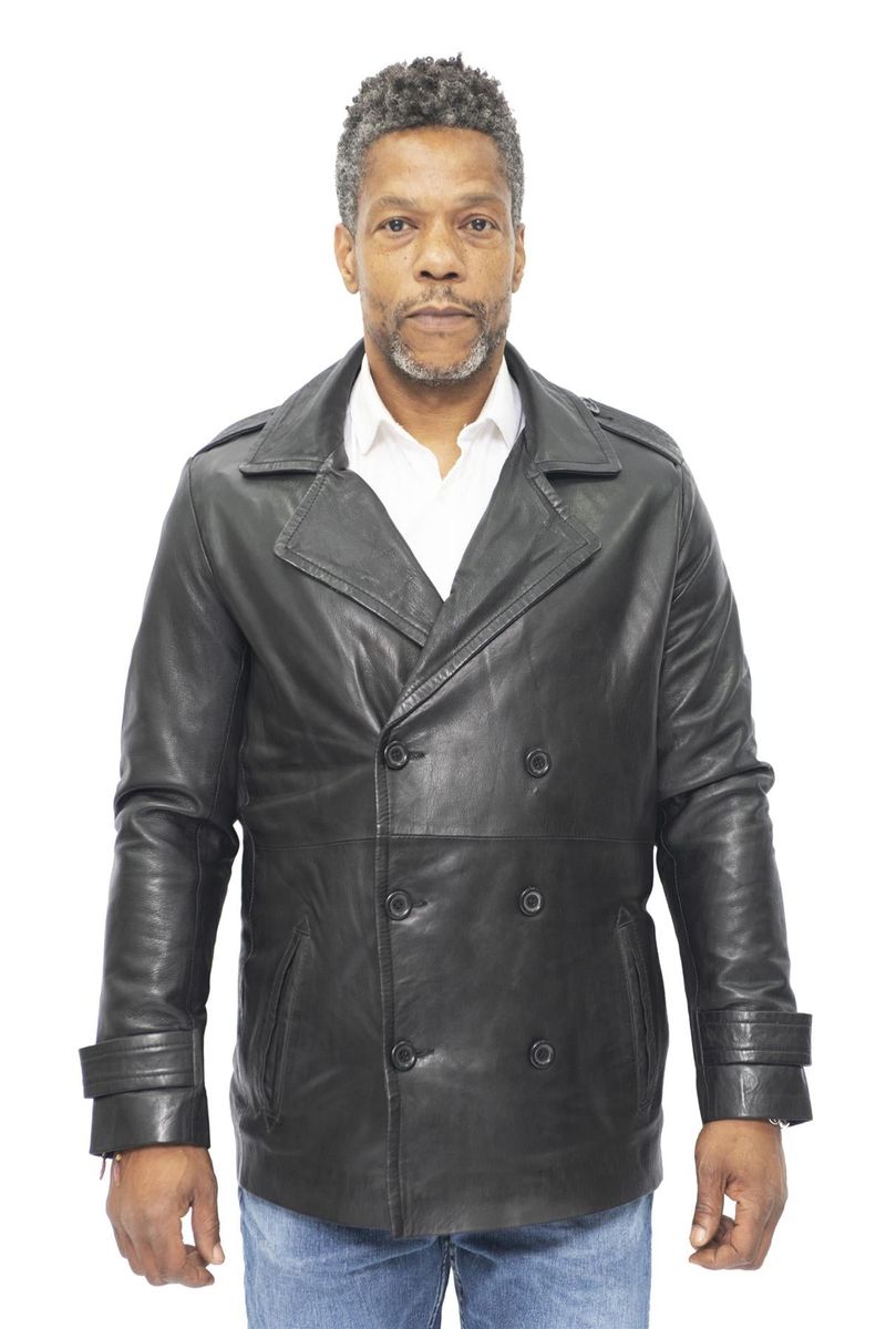 Herren Leder Peacoat Jacke