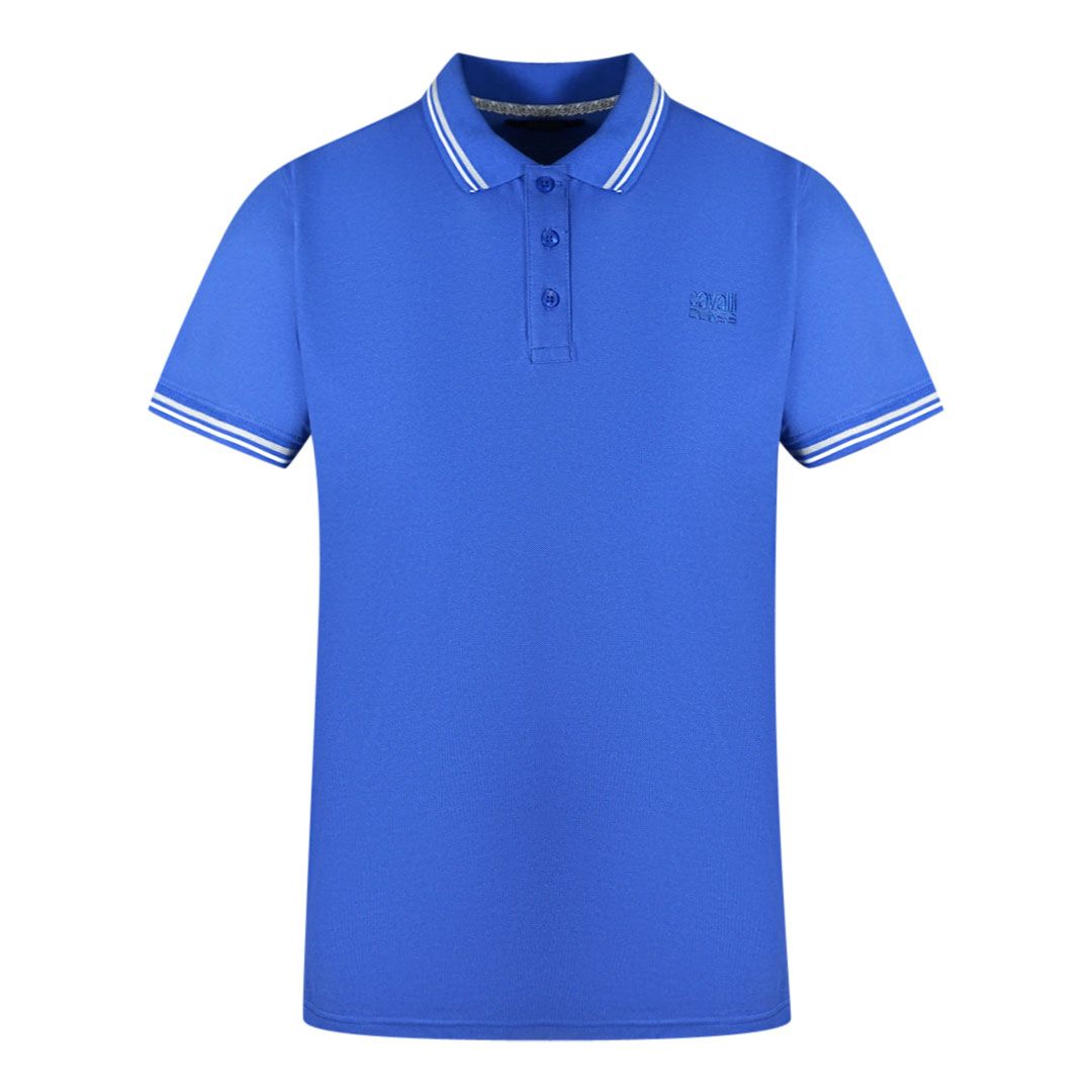 Blaues Poloshirt mit Paspelkragen