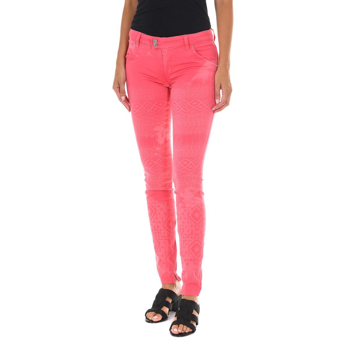 Pinke Chino-Hose mit geometrischem Print