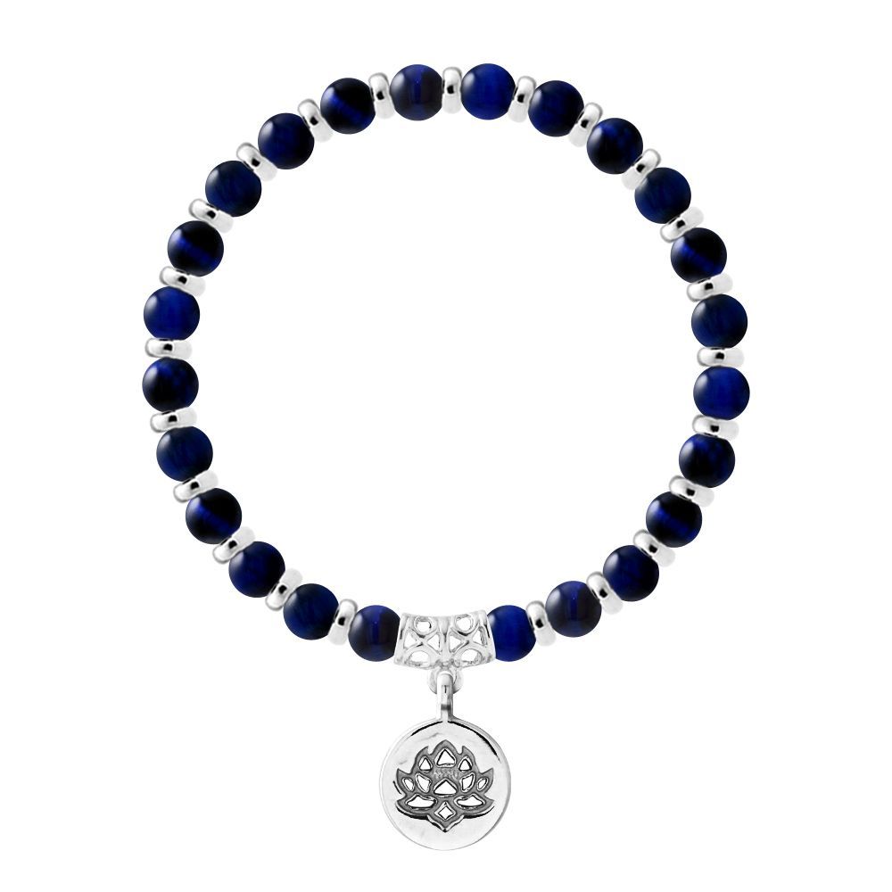 Edelstein-Armband mit Lotus-Anhänger