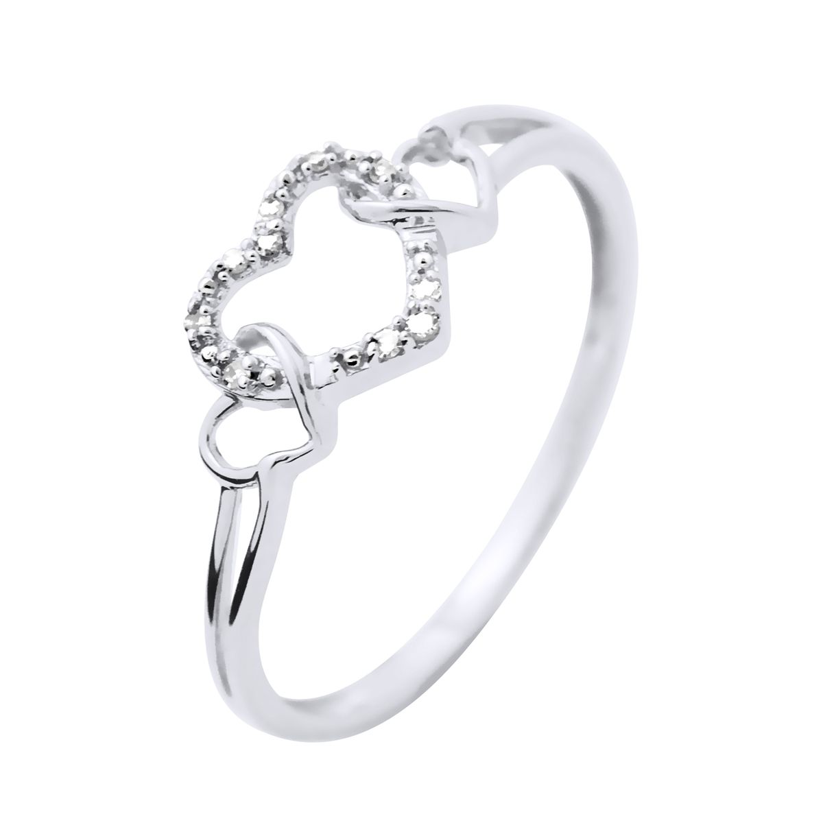 Weißgoldring mit herzförmigen Diamanten