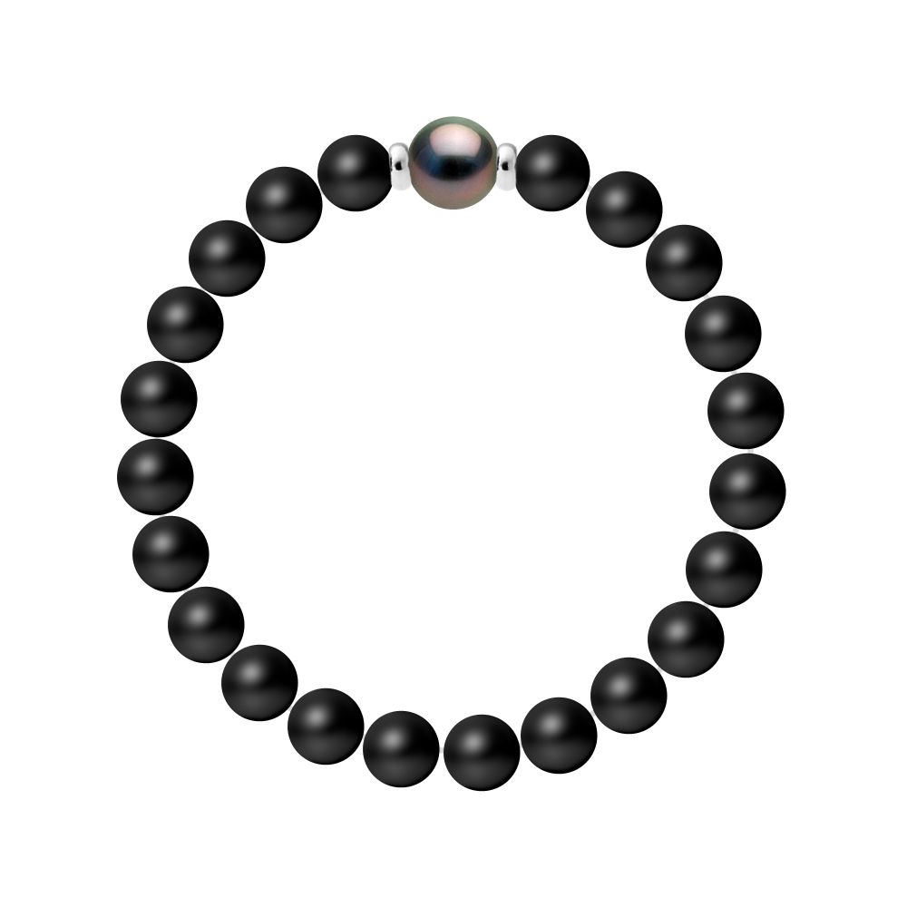 Schwarzes Achat Sterlingsilber Armband