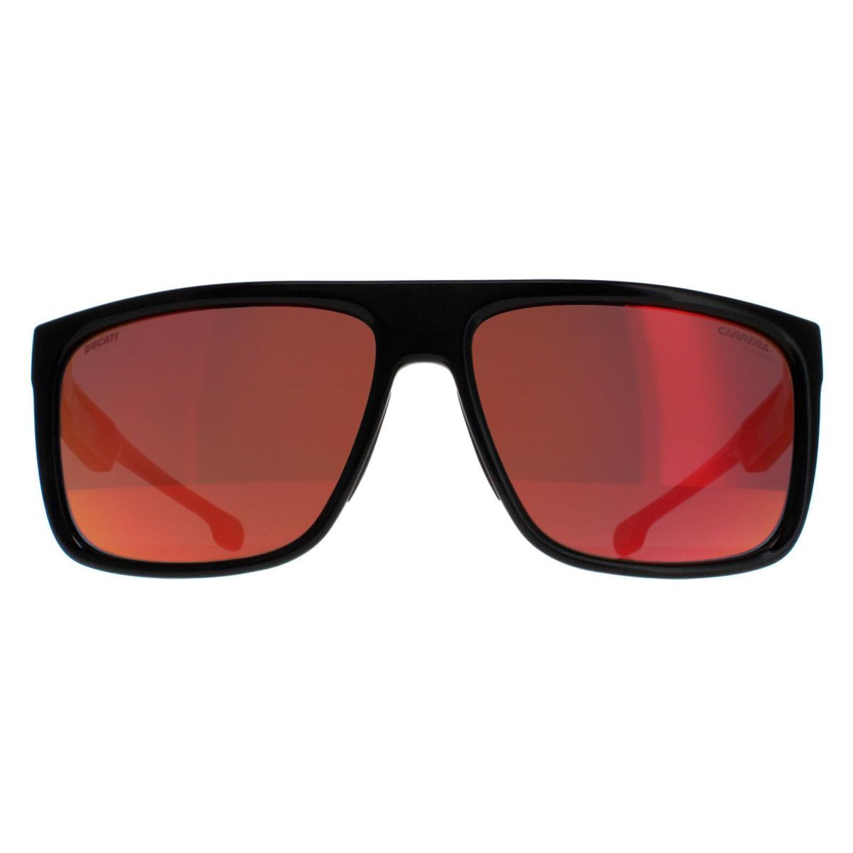 Quadratische Sonnenbrille in Schwarz und Rot
