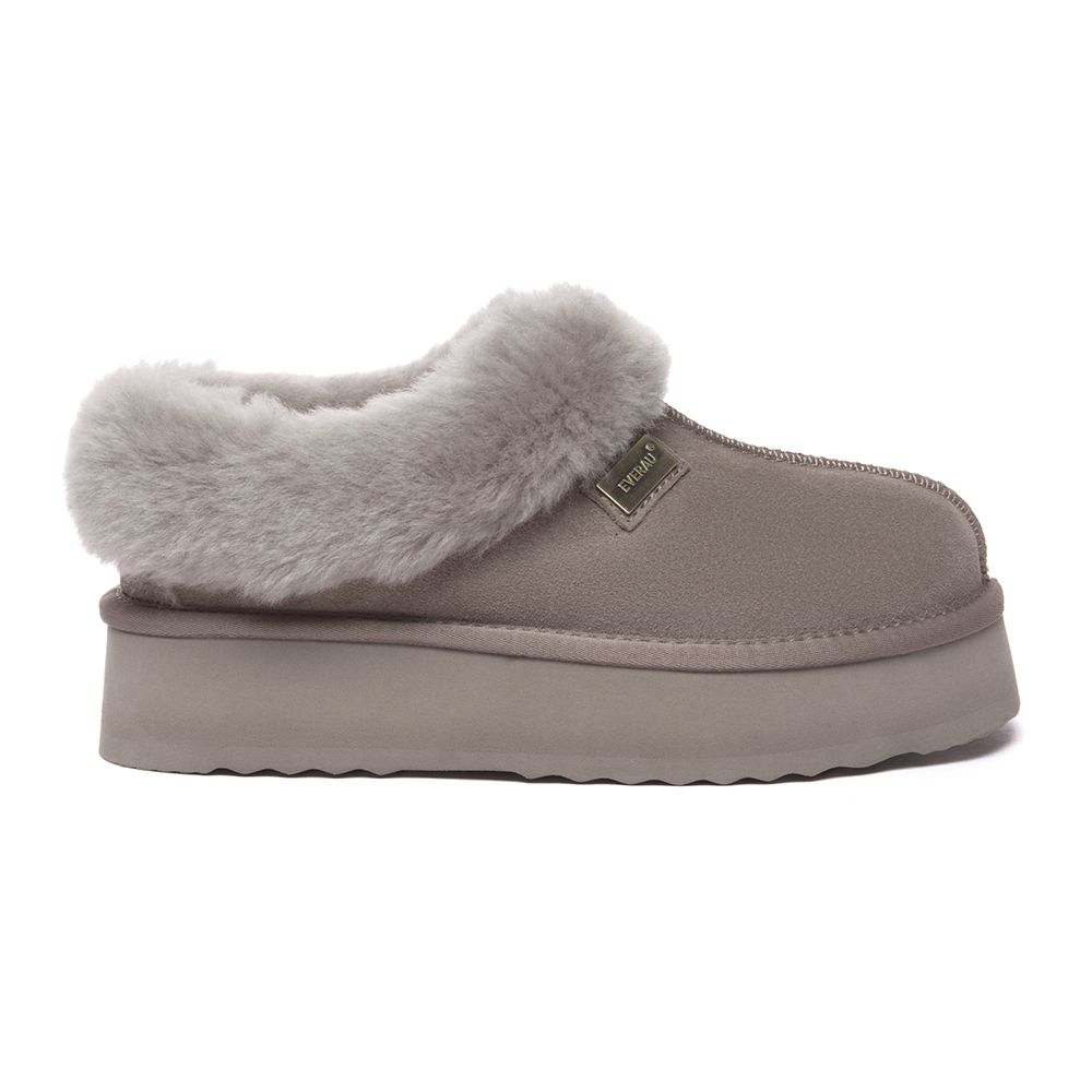 Damen Shearling Plateau Clog Hausschuh