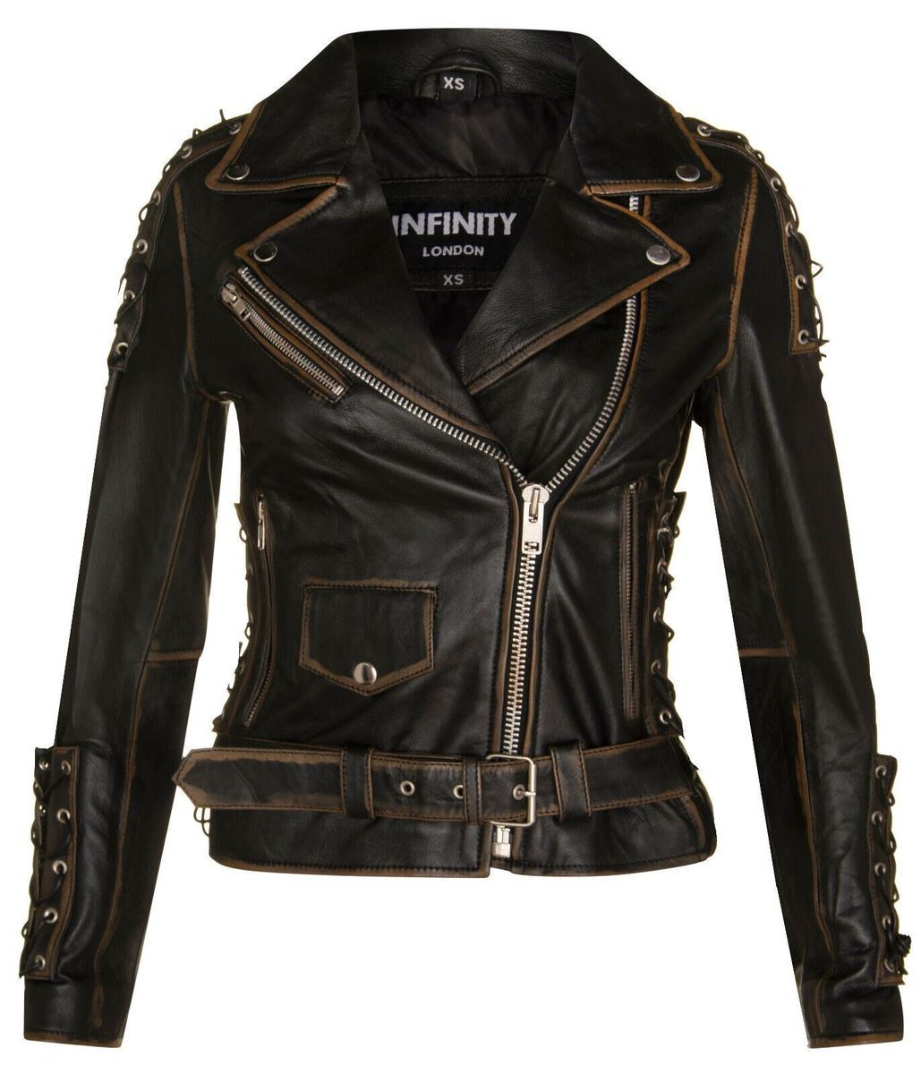 Bikerjacke mit Schnürung und Adler-Prägung