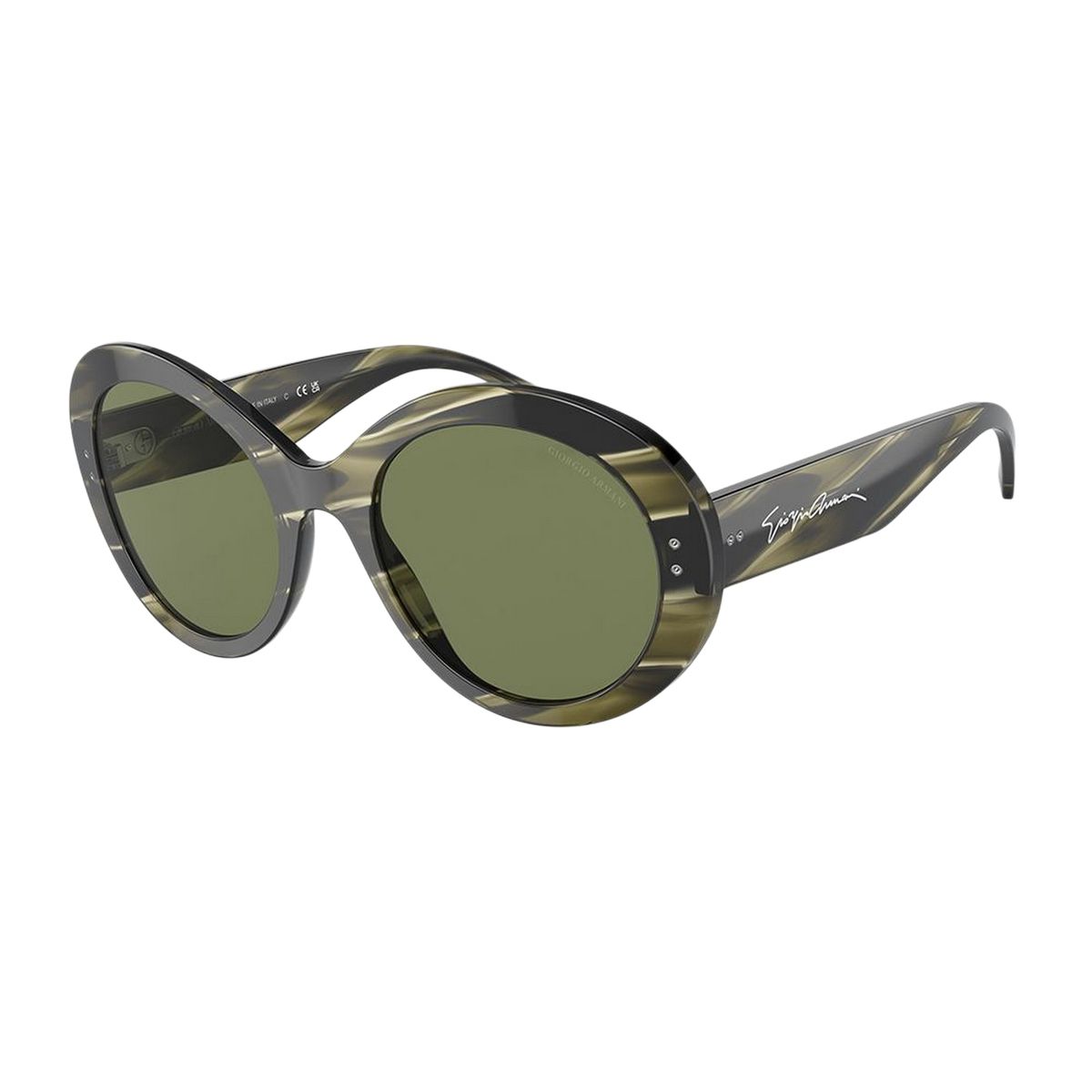 Runde Acetat-Sonnenbrille mit Signatur