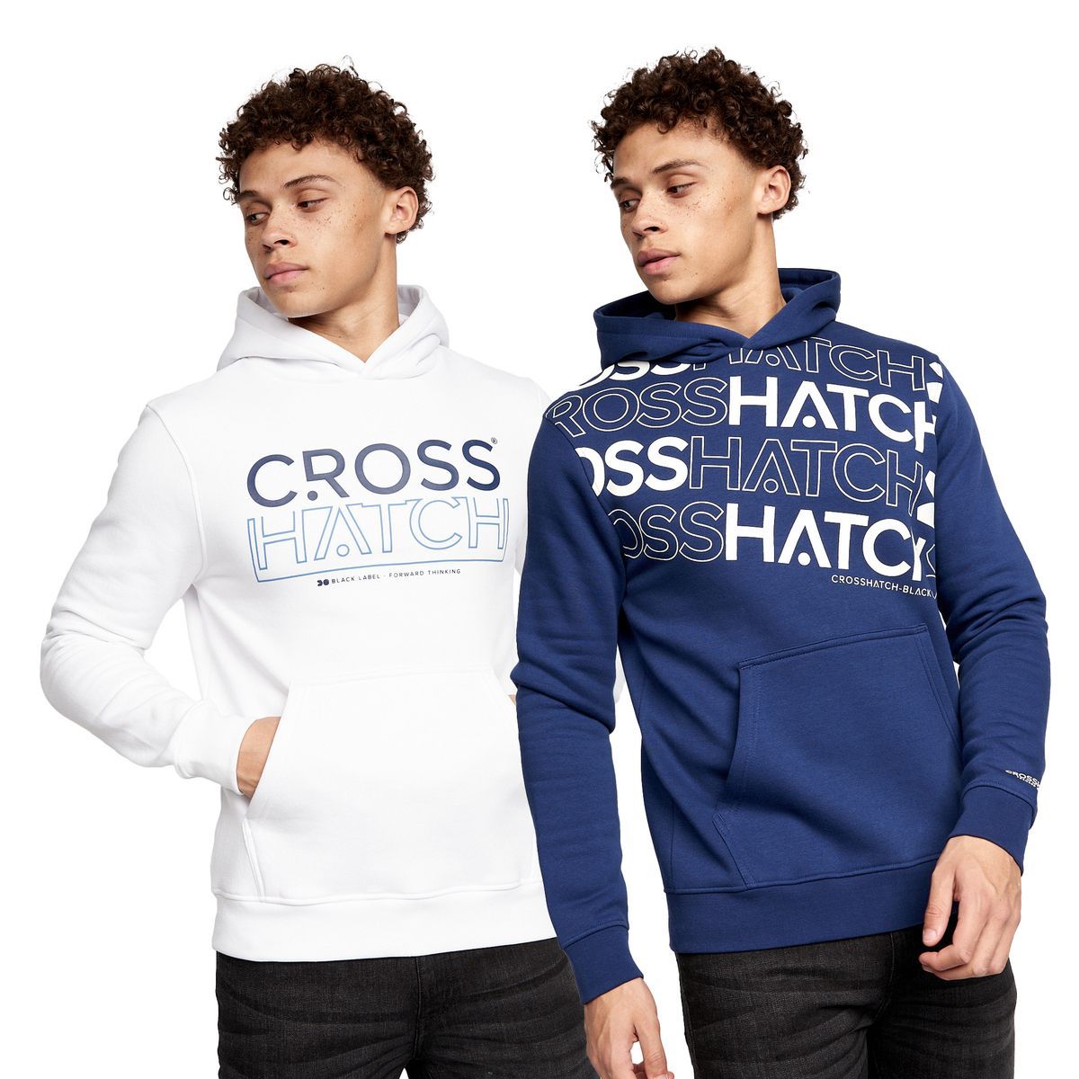 Crosshatch - "Hensal" Kapuzenpullover für Herren (2er-Pack) (Marineblau/Weiß)