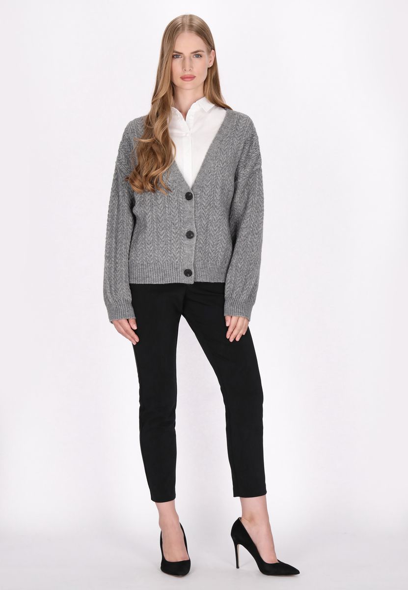 V-Ausschnitt Cardigan mit Zopfmuster