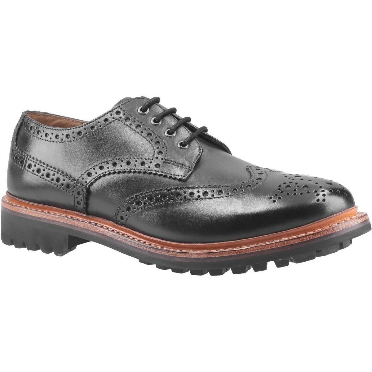 Cotswold Mens Quenington Commando Lace Up Dress Lederschuh (Schwarz)