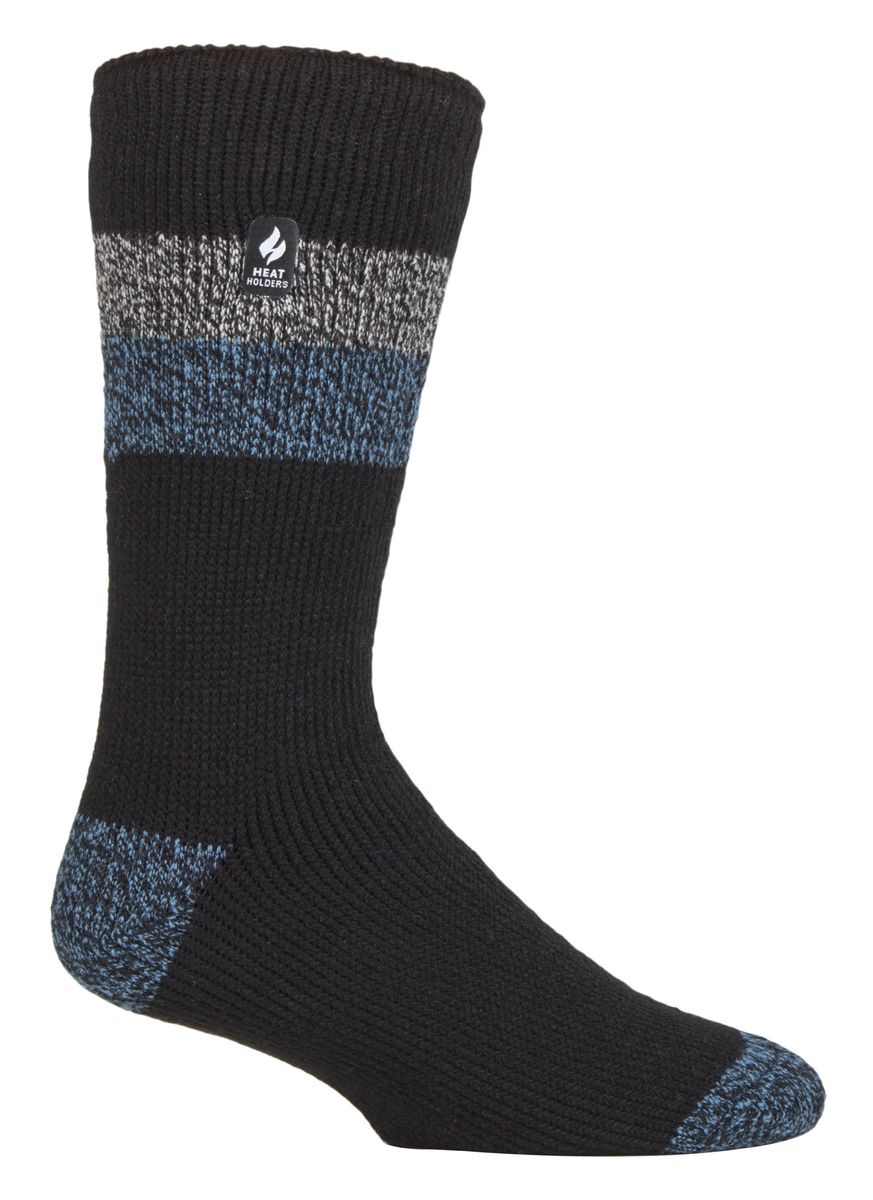Wärmehalter - Extra dicke Herren-Thermosocken für den Winter | Warme flauschige Fleece-Isoliersocken | Geschenke für Männer - Schwarz / Blau (Lindos)
