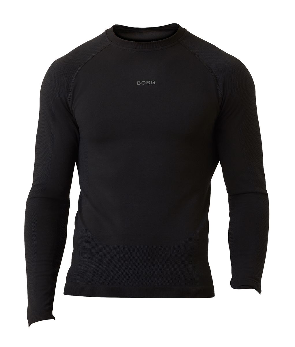 Björn Borg - Mens Seamless Running Langarm T-Shirt- Schwarz