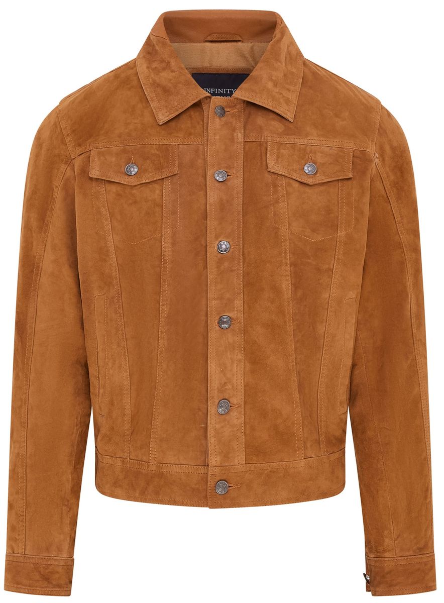 Herren Trucker Jacke aus Wildleder in Hellbraun
