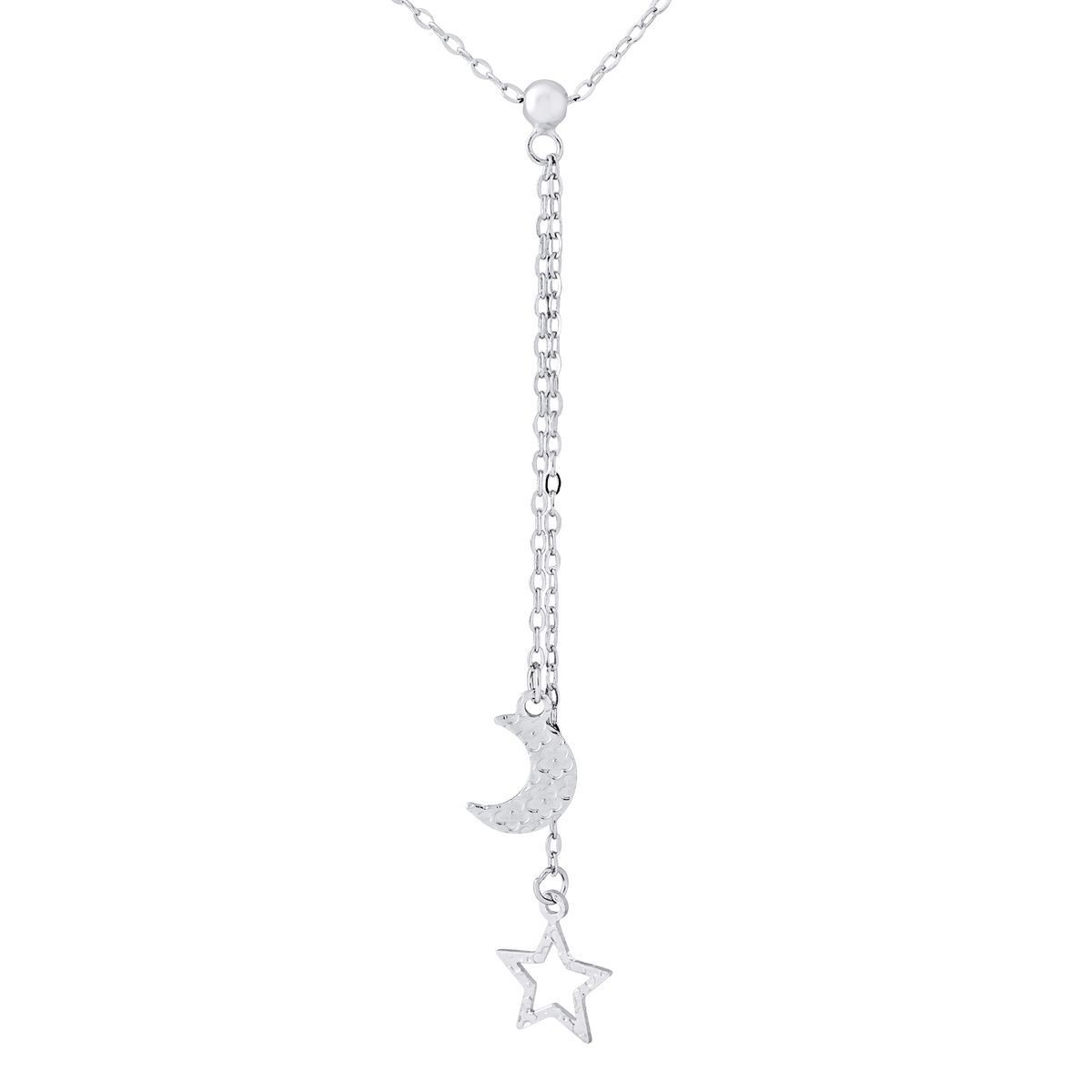 Zarte Sterling Silber Mond & Stern Halskette