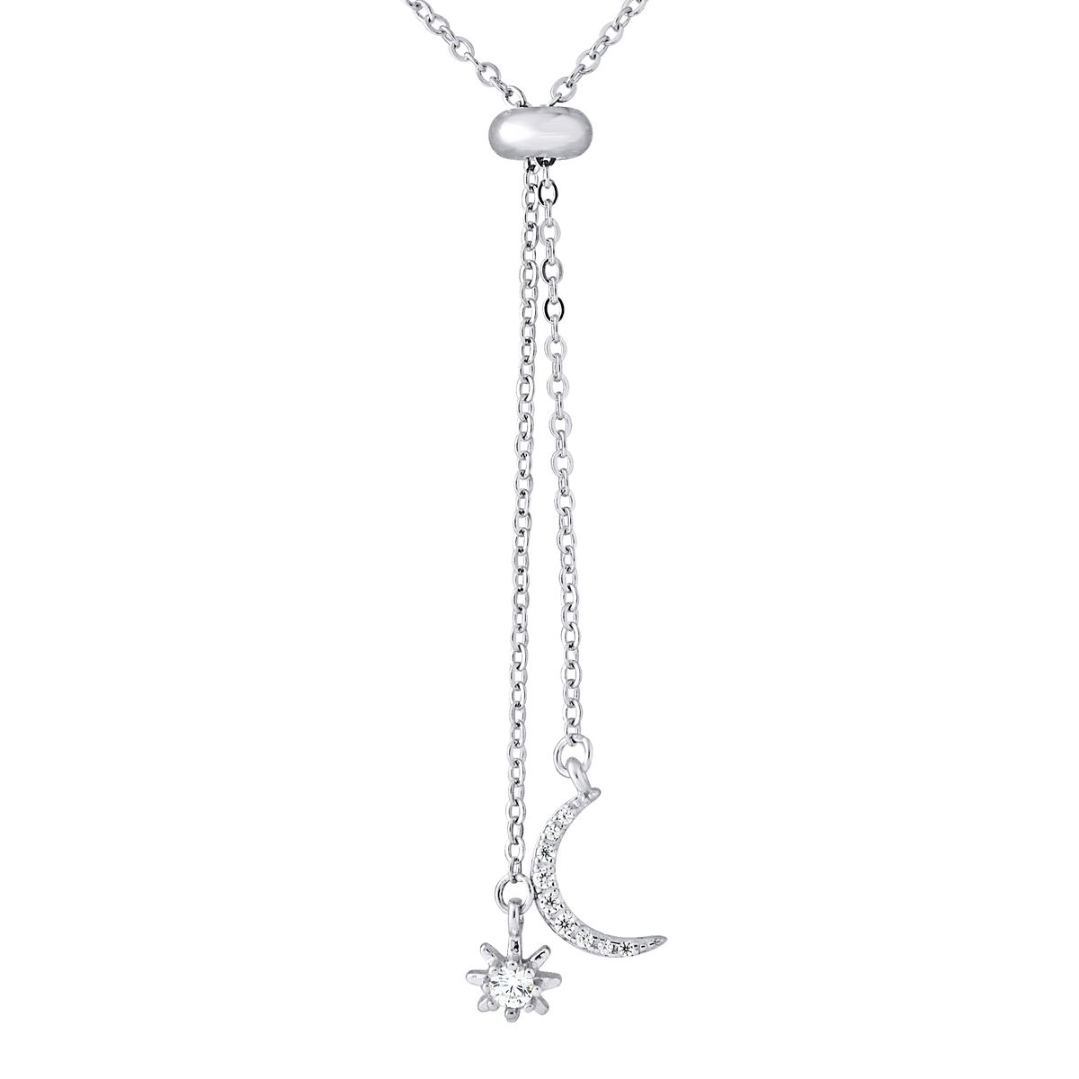Zarte Sterling Silber Mond & Stern Halskette