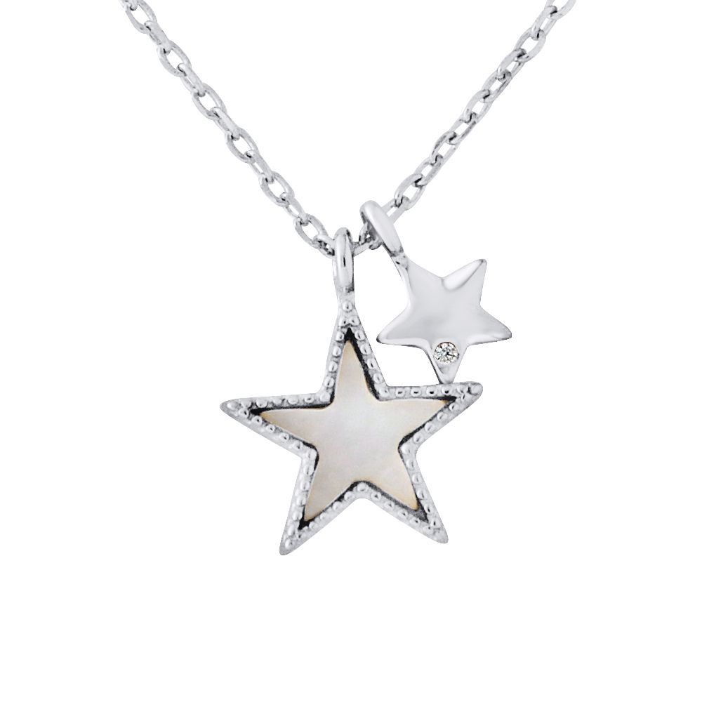 Zarte Sterling Silber Mond & Stern Halskette