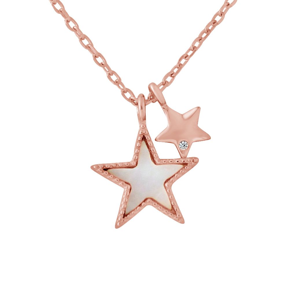 Zarte Sterling Silber Mond & Stern Halskette