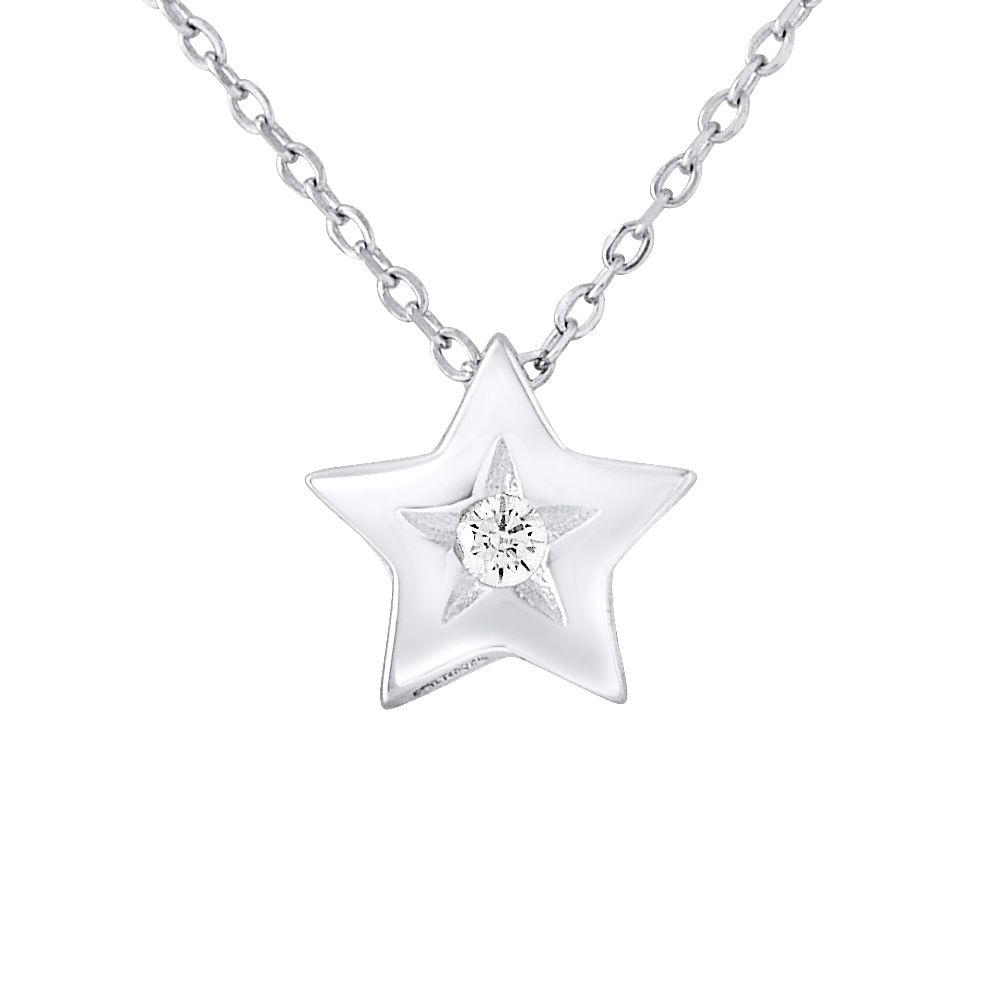 Zarte Sterling Silber Mond & Stern Halskette